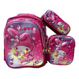 Kit De Mochila 3d Lonchera Y Lapicera, Varios Personajes Combo Primaria 3 Pz Mochilas Económicas Escolares Niña O Niño