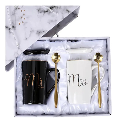 Juego De Tazas Para Cafe Pareja Regalo Boda Mug Caja Alta