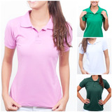 Kit 5 Camisas Feminina Polo Piquet Atacado Blusa Camisetas