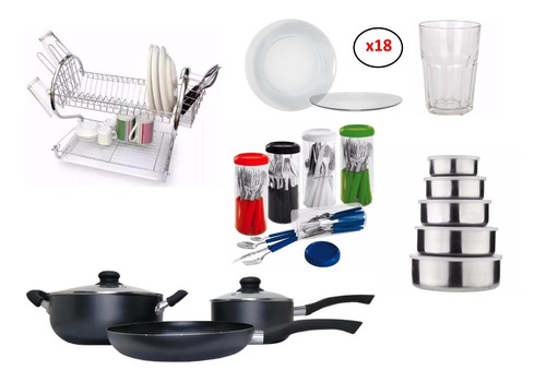 Set Juego Hogar 95 Pz Vajilla Vasos Bateria Cocina Cubiertos