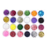 24 Glitter Encapsulado Flocado Pedrarias Caviar Strass Unhas Cor Hs-673