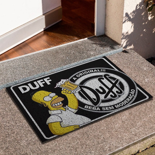 Tapete Capacho Divertido Homer Simpson Duff Cerveja Black