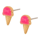 Aretes Para Niña Helado De Fresa Nice 4 Baños Oro 18k