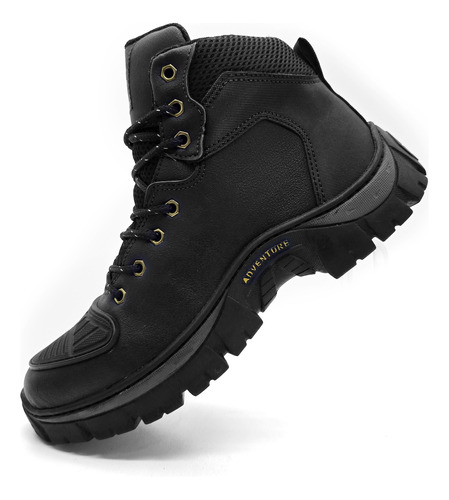 Bota Coturno Couro Impermeável Masculino Moto Tênis Trabalho