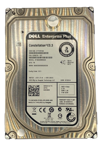 Hd Dell 3tb 7.2k 3.5 Sas 6gb 04cmd9 4cmd9 @