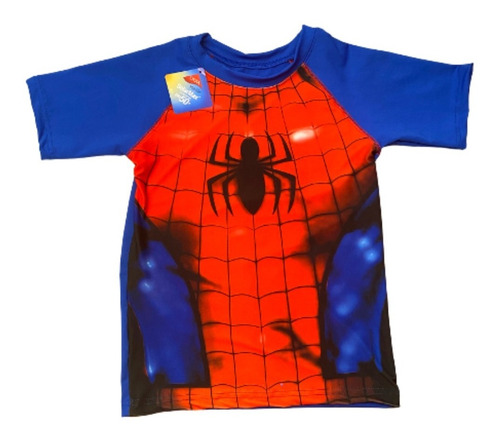 Remera Agua Hombre Araña Spiderman Protección Uv Malla Baño