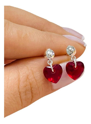 Aros Colgantes Con Cubic Corazon Plata925 Ideal Mujer Ar 065