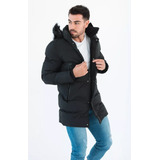 Campera Inflable Larga Parka Hombre Piel Y Capucha Yd Import