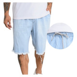 Bermuda Shorts Masculino Com Elástico Na Cintura Jeans  