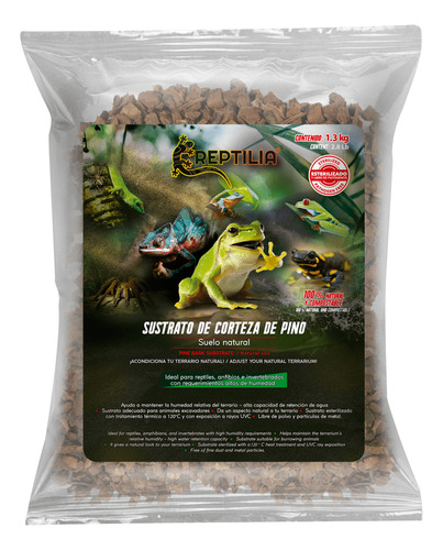 Reptilia Sustrato Corteza De Pino 1.3 Kg Reptiles Y Anfibios