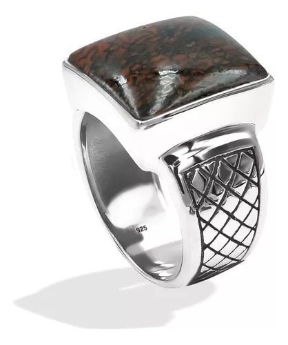 Anillo Hueso De Dinosaurio Fósil Para Hombre En Plata De Ley