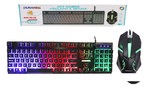 Kit Teclado E Mouse Gamer Iluminado Durawell Dw-300