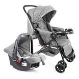 Conjunto Travel System Reverse Duo Cinza Rajado Cosco Kids