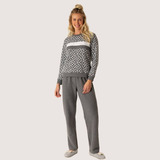 Pijama Feminino Adulto Frio Da Moda Moletom Inverno