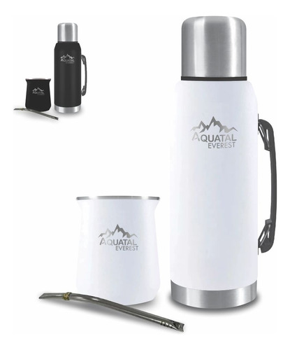 Termo De Acero Inox Bicapa 1 Lt. + Mate - Aquatal Everest