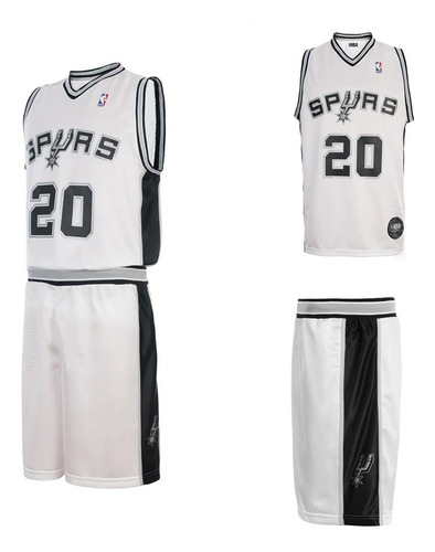 Camiseta + Short Ginobili S A Spurs Basquet Nba Niños En3x