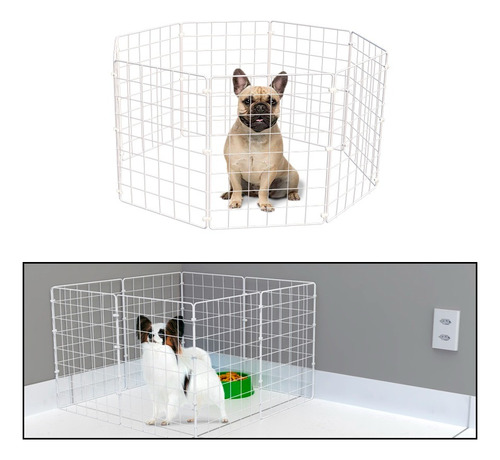 Cercadinho Móvel Pet 8 Telas Aramada Cachorro 40cm Altura Cor Branco