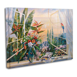Cuadro Lienzo Canvas 60x80cm Ventana Flores Tipo Oleo Arte
