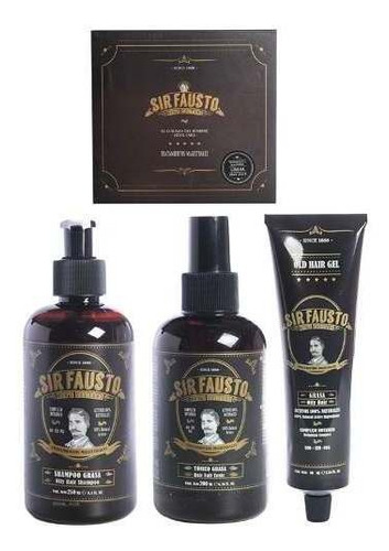 Sir Fausto Kit Magistral Cabello Graso Shampoo Tonico Gel 