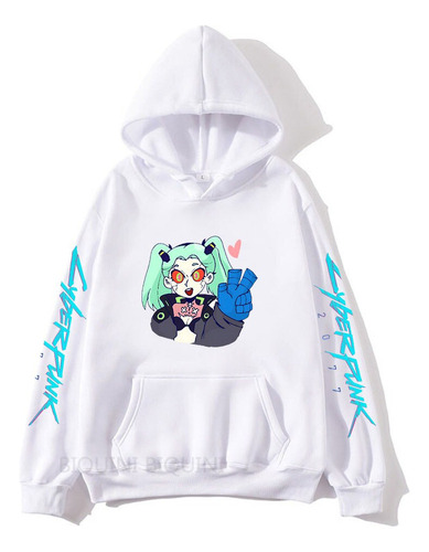 Sudadera Con Capucha De Anime Rebecca Cyberpunk Para Hombre