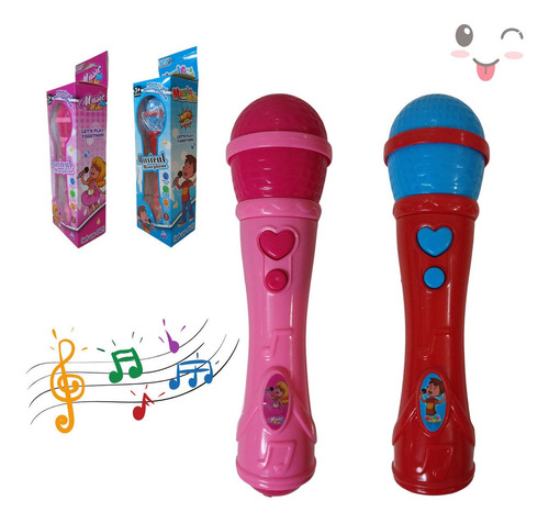 Microfone De Brinquedo Masculino Infantil Musical Sai A Voz Cor Azul E Vermelho