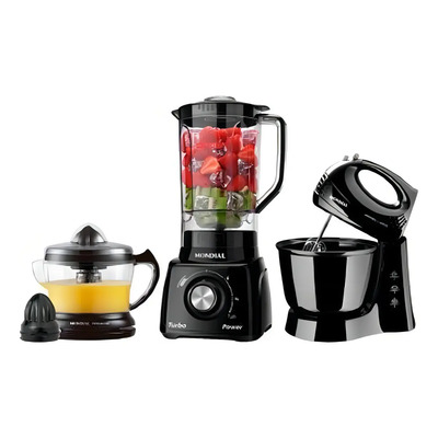Kit Cozinha Mondial Liquidificador Batedeira E Espremedor KT-105-B | Parcelamento sem juros