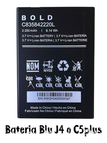 Bateria Blu J4 Y/o C5 Plus  C835842220l 2.200 Mah Nueva  