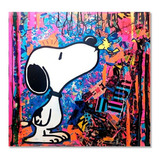 Cuadro Decorativo Moderno Snoopy Colorido En Lienzo