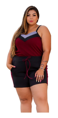 Conjunto Plus Size Feminino Short Blusa Crepe Varios Tamanho