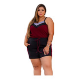 Conjunto Plus Size Feminino Short Blusa Crepe Varios Tamanho