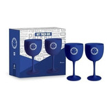 Kit Taça Gin Cruzeiro Time Futebol Com 2un Plástico Presente Cor Azul