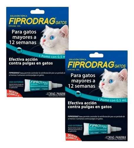 Pack 2 Pipetas Antipulga Gatos Mayores De 12 Semanas 0.5ml