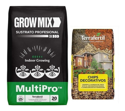 Sustrato Growmix Terrafertil 20lt Chips Decorativos 5lt Grow