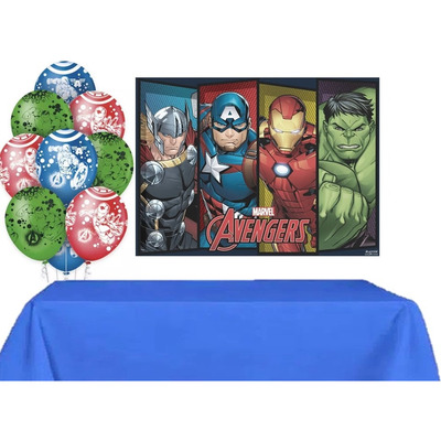 Vingadores * Kit Decoração Festa * Painel Balões Toalha Mesa
