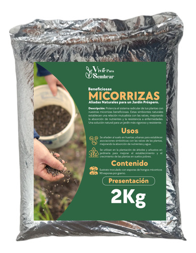 2 Kg  De Micorrizas Para Uso 5g Por Planta. 90 Esporas/g