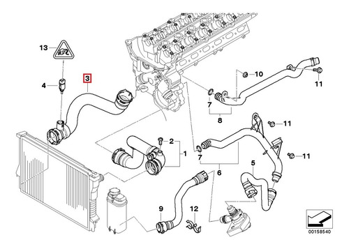 Manguera Inferior Radiador Bmw E53 X5 Motor 3.0i M54 Foto 3