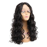 Peluca Encaje Frontal Cabello Humano Fibra Similar 60cm 260g