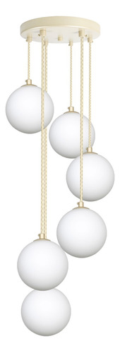 Luminária Pendente Espiral Globo Jabuticaba Moon Vidro 3 Mts