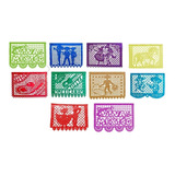 Papel Picado Plástico Tira Decorativa Fiesta Mexicana 30 Pz