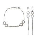 Conjunto De Pulsera Y Aros De Plata Fina 925