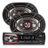 Kit Radio Bluetooth Alto Falante Bravox 6x9 Quadriaxial 140w