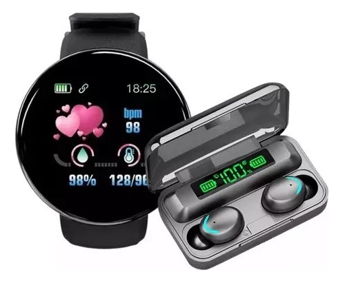 Combo Smartwatch Band Reloj Inteligente D18 + Auricular F9-5