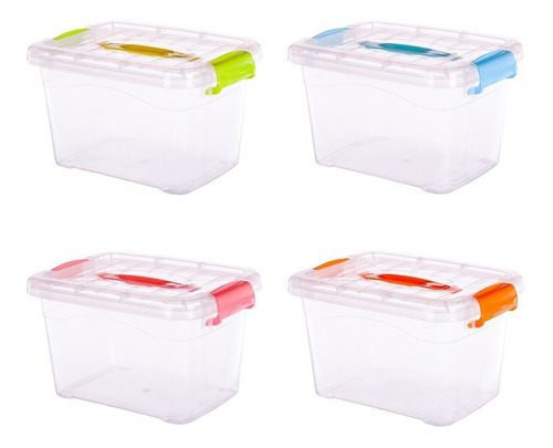 Caja Organizadora Transparente 5 Lts / Pack 4 Colores