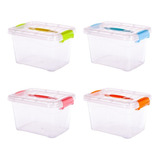 Caja Organizadora Transparente 5 Lts / Pack 4 Colores