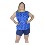 Kit 3 Pijamas Plus Size Sem Manga Tamanhos 52 54 56 58