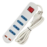 Alargador Zapatilla Eléctrica 4 Posiciones 2 Usb 1.5 Metros