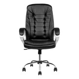 Silla De Oficina Ergonomica Presidencial Giratoria Reclinable Atlanta Marca Silleti Cuero Sintetico Sistema Basculante Color Negro