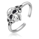 Anillo De Calaveras Para Mujeres 925 Sterling Silver Celtic