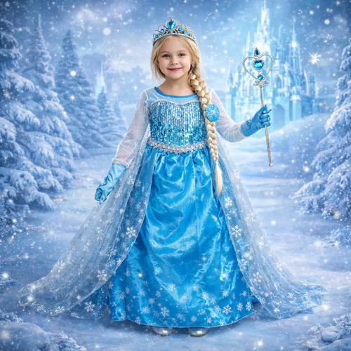 Fantasia Vestido Infantil Luxo Elsa Frozen Com Acessórios | MercadoLivre