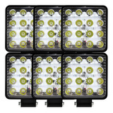 6 Farol Milha 16 Led 48w 12v/24v Quadrado Off Road Universal